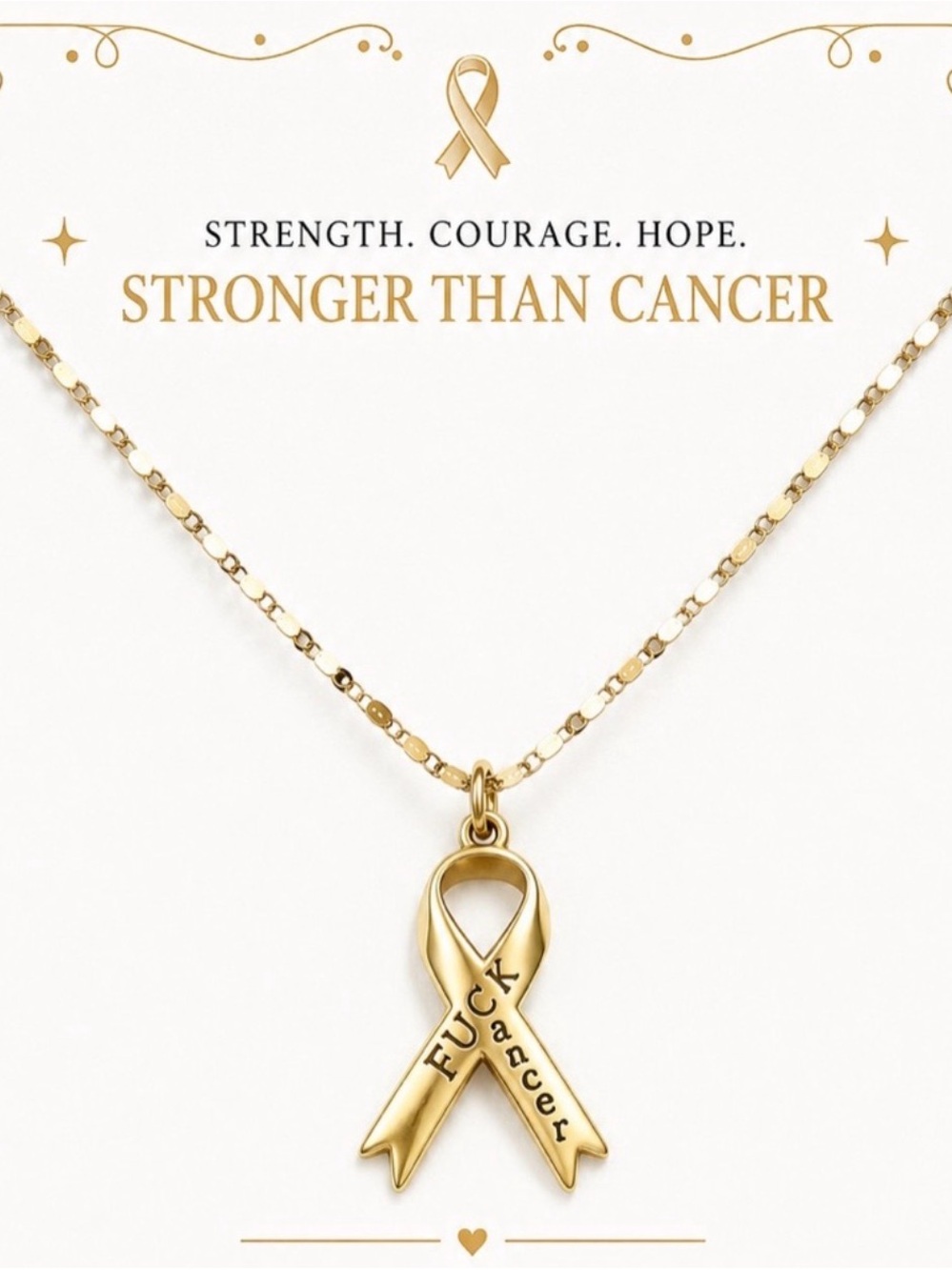 18k Gold Plated Necklace / PVD Coated / F Cancer GIFT 18” golf / WATERPROOF